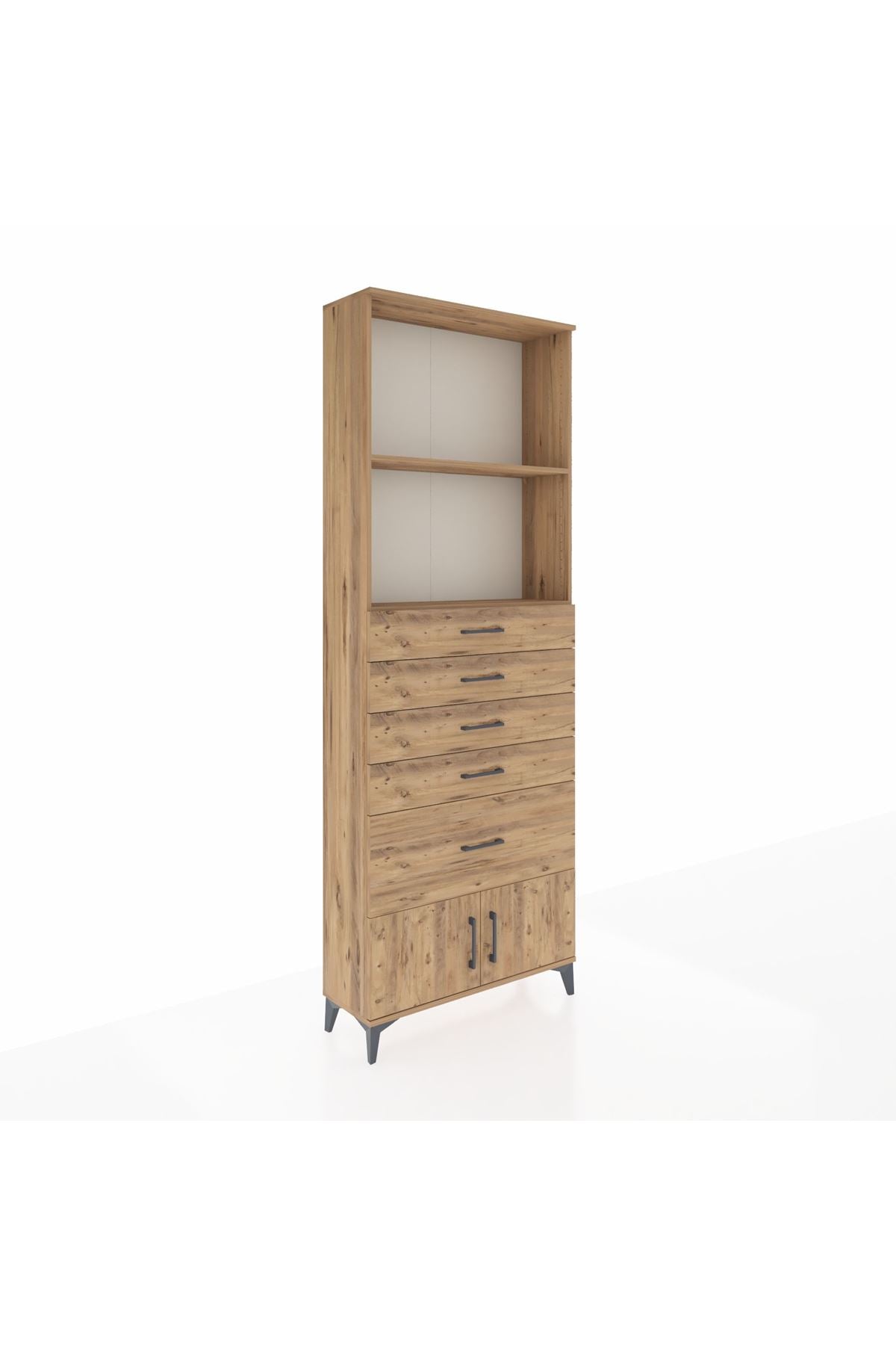 Arges Dolap 2 Raflı 5 Çekmeceli 2 Kapaklı 88x30x243 - S33M054V9A
