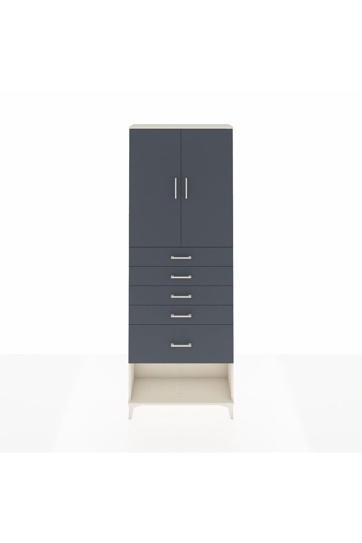 Arges Dolap 2 Raflı 5 Çekmeceli 2 Kapaklı 88x30x243 - S33M055V2A