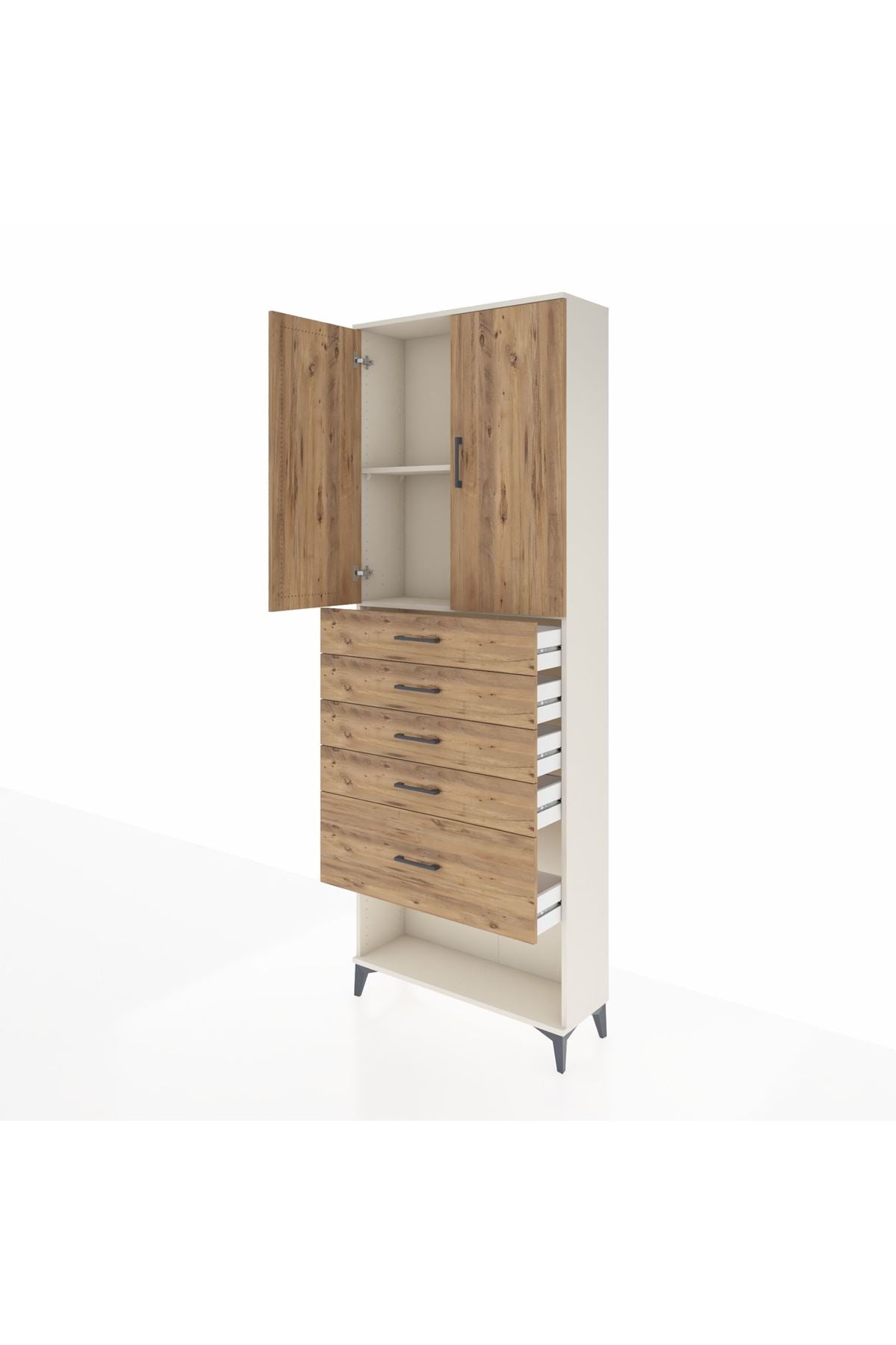 Arges Dolap 2 Raflı 5 Çekmeceli 2 Kapaklı 88x30x243 - S33M055V3A