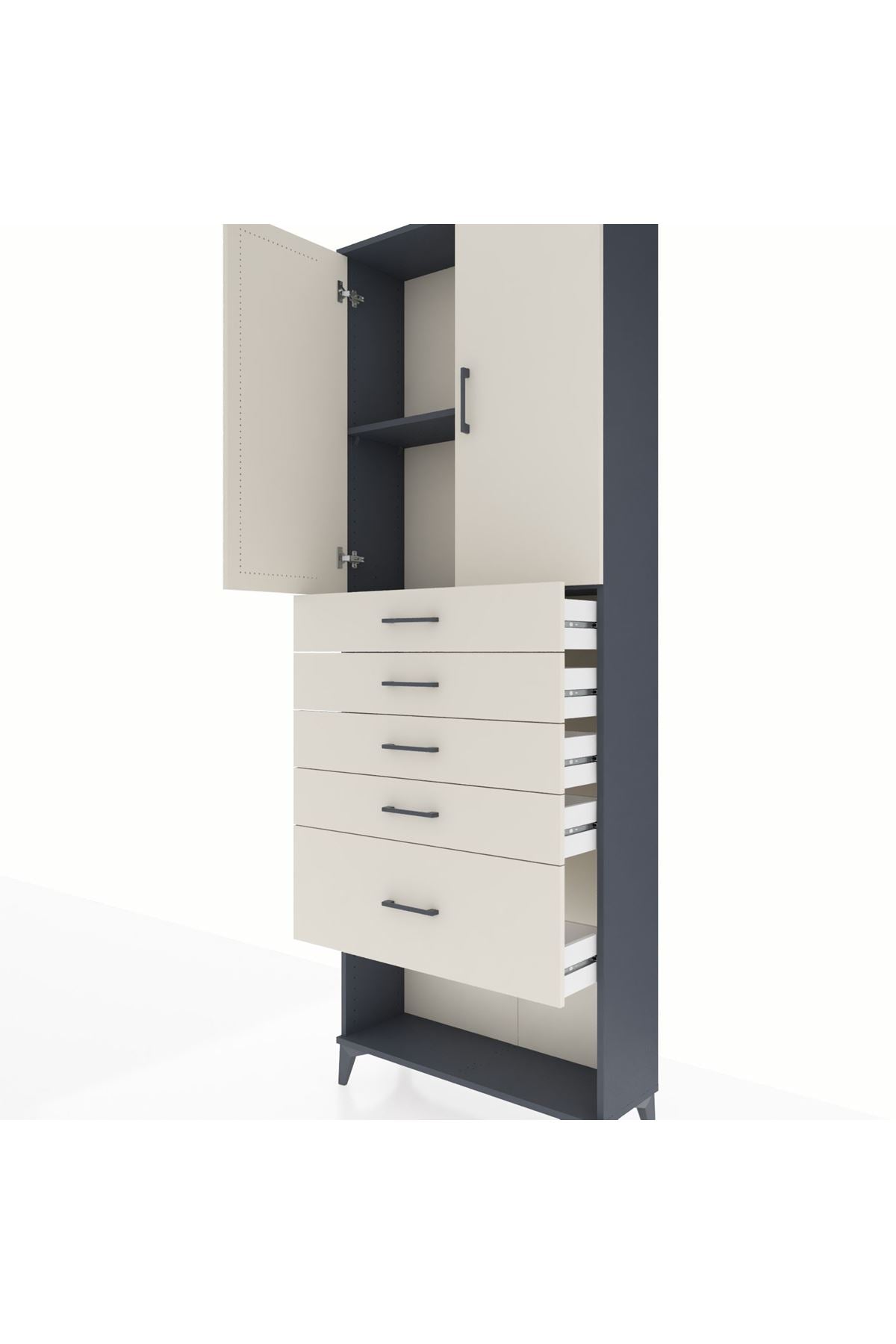 Arges Dolap 2 Raflı 5 Çekmeceli 2 Kapaklı 88x30x243 - S33M055V4A