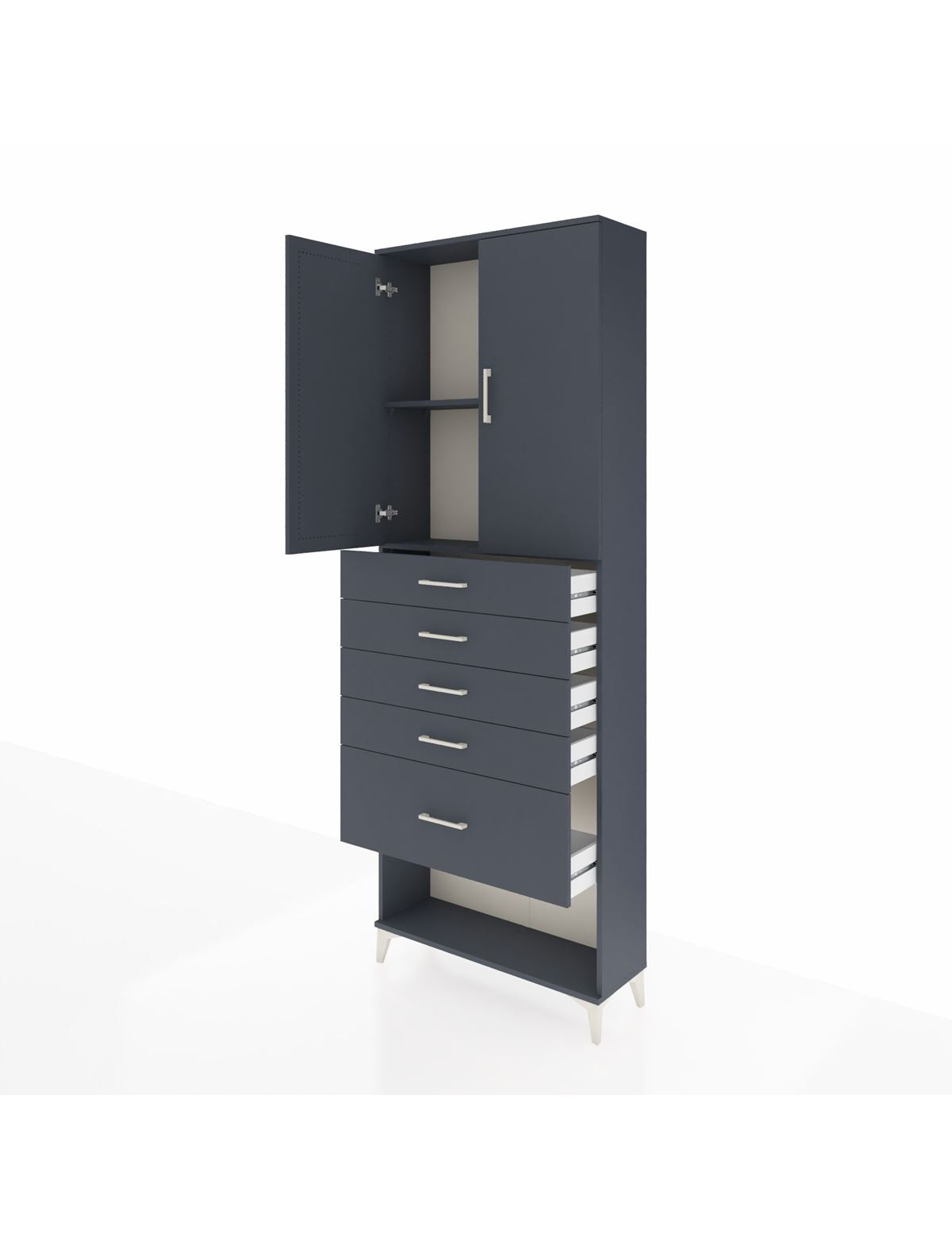Arges Dolap 2 Raflı 5 Çekmeceli 2 Kapaklı 88x30x243 - S33M055V5A