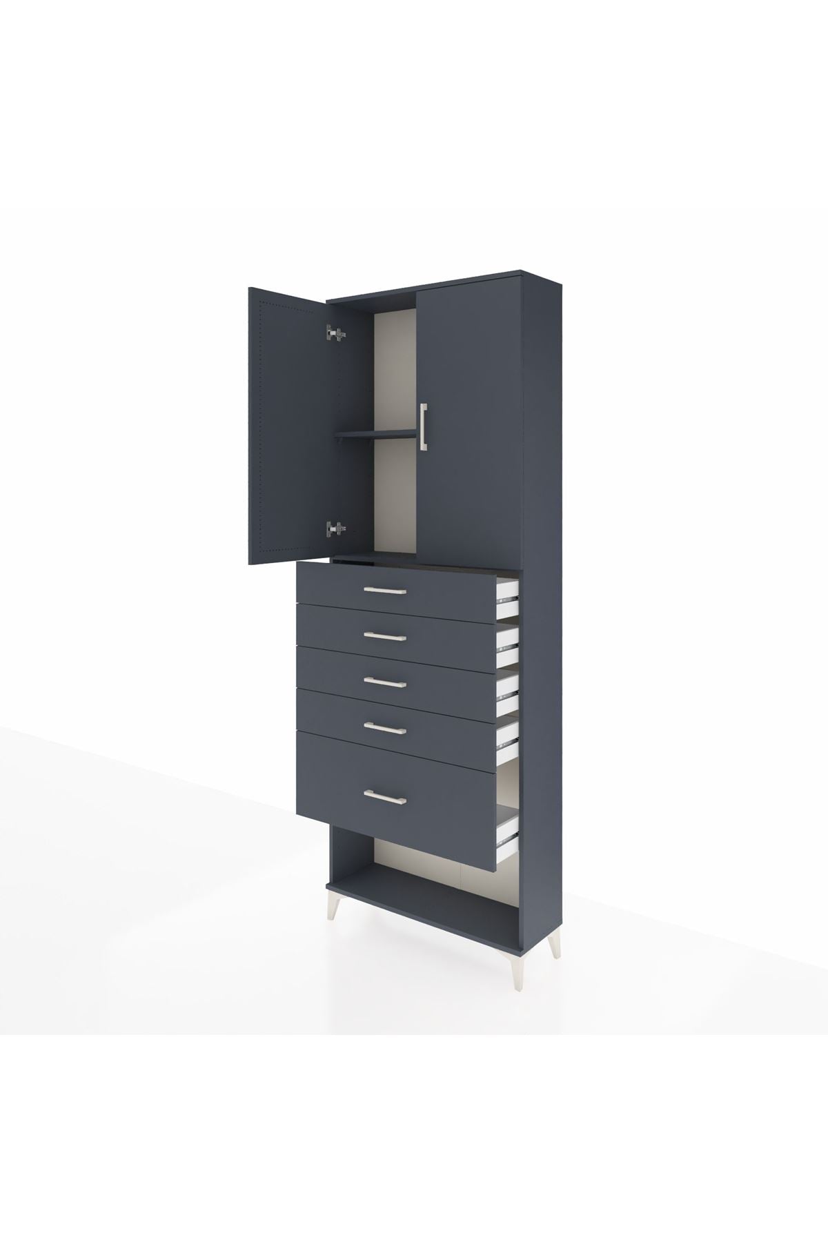 Arges Dolap 2 Raflı 5 Çekmeceli 2 Kapaklı 88x30x243 - S33M055V5A