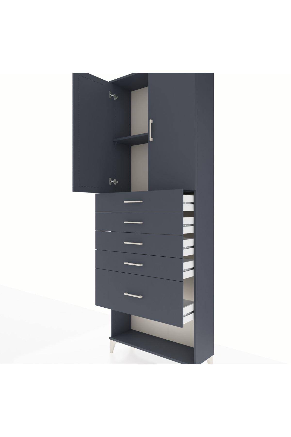 Arges Dolap 2 Raflı 5 Çekmeceli 2 Kapaklı 88x30x243 - S33M055V5A