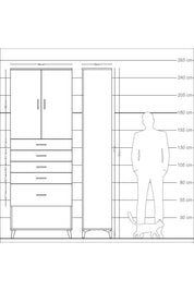 Arges Dolap 2 Raflı 5 Çekmeceli 2 Kapaklı 88x30x243 - S33M055V5A