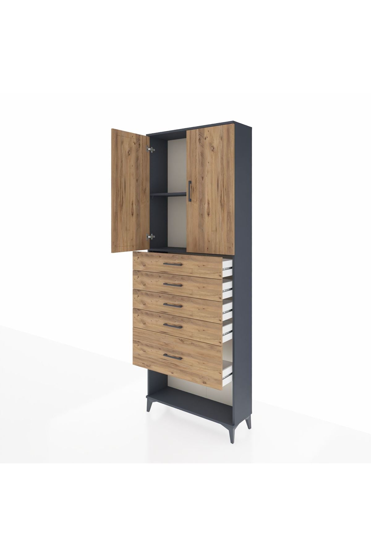 Arges Dolap 2 Raflı 5 Çekmeceli 2 Kapaklı 88x30x243 - S33M055V6A
