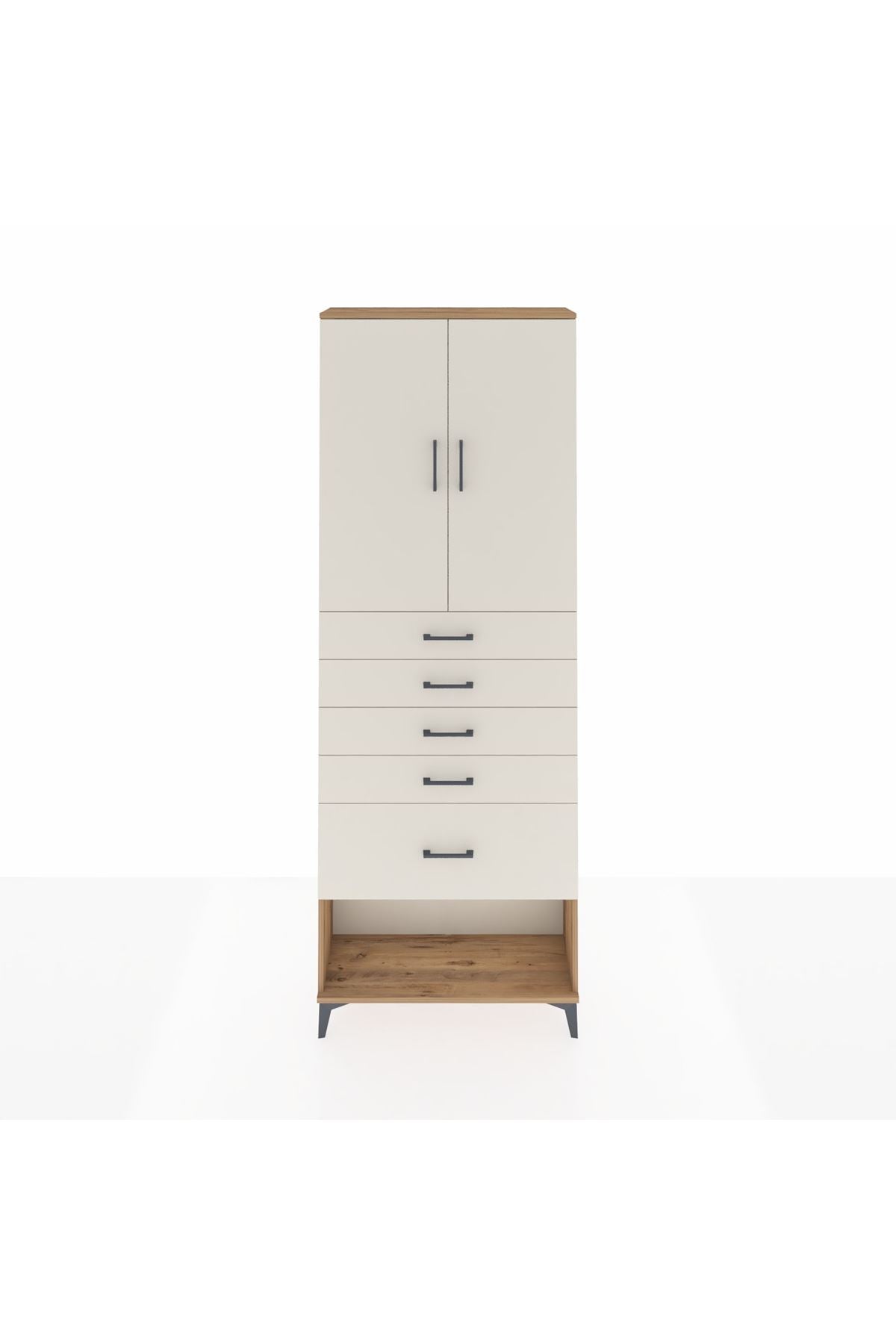 Arges Dolap 2 Raflı 5 Çekmeceli 2 Kapaklı 88x30x243 - S33M055V7A