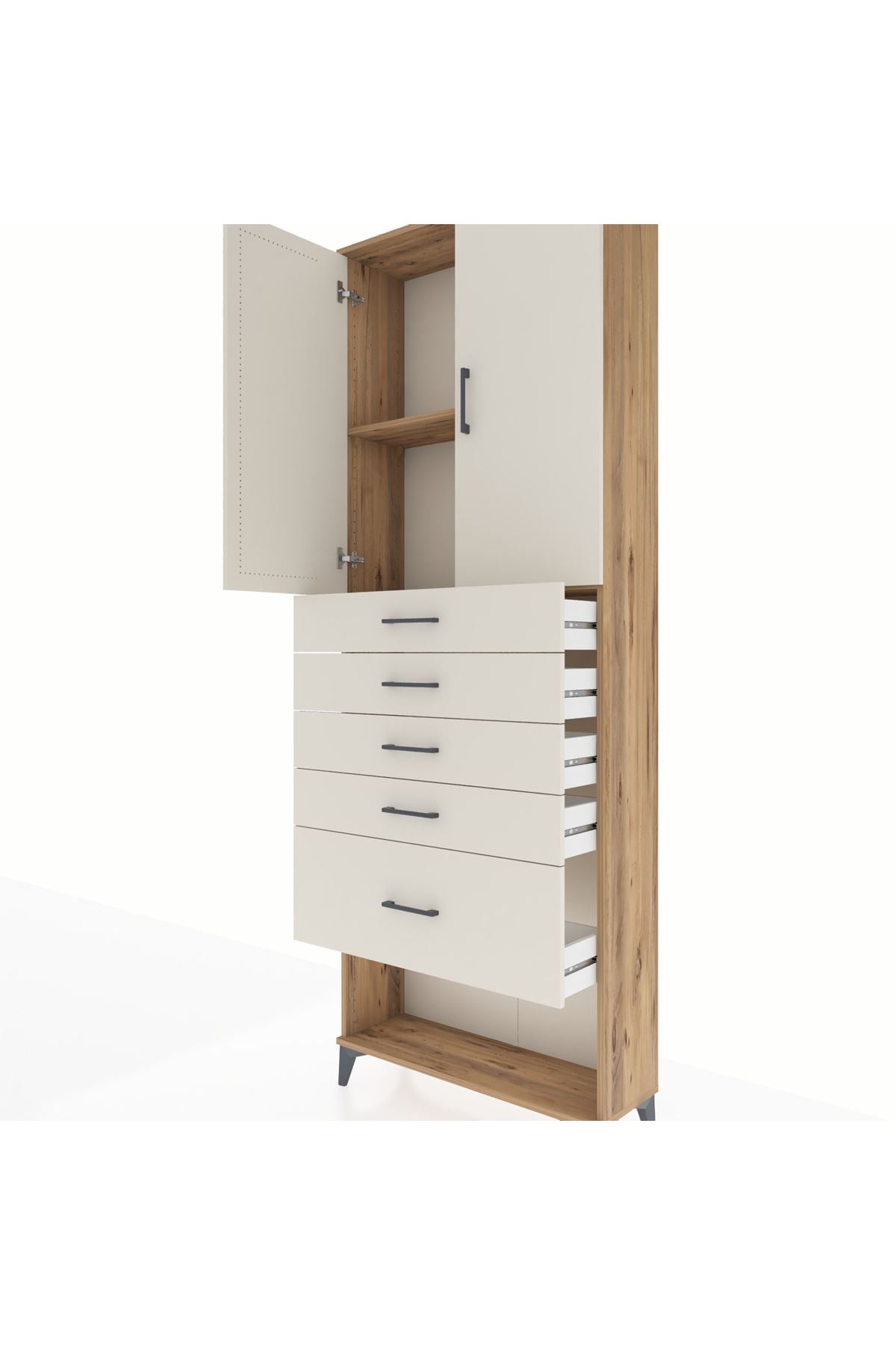 Arges Dolap 2 Raflı 5 Çekmeceli 2 Kapaklı 88x30x243 - S33M055V7A