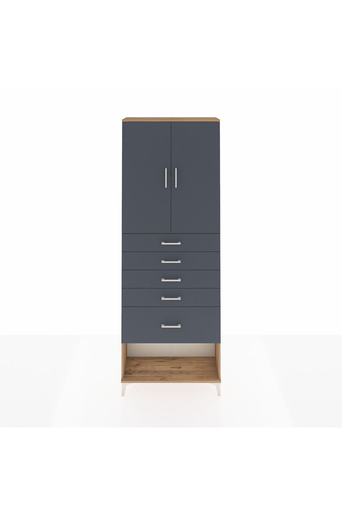 Arges Dolap 2 Raflı 5 Çekmeceli 2 Kapaklı 88x30x243 - S33M055V8A