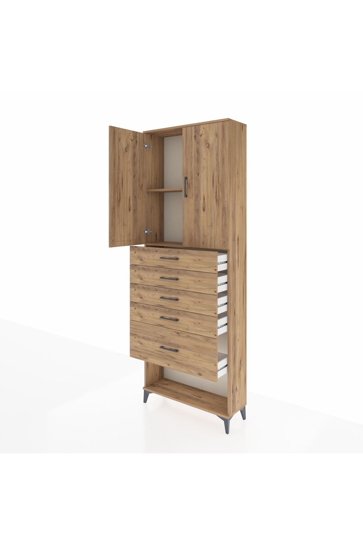 Arges Dolap 2 Raflı 5 Çekmeceli 2 Kapaklı 88x30x243 - S33M055V9A