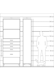 Arges Dolap 2 Raflı 5 Çekmeceli 88x30x243 - S33M056V4A