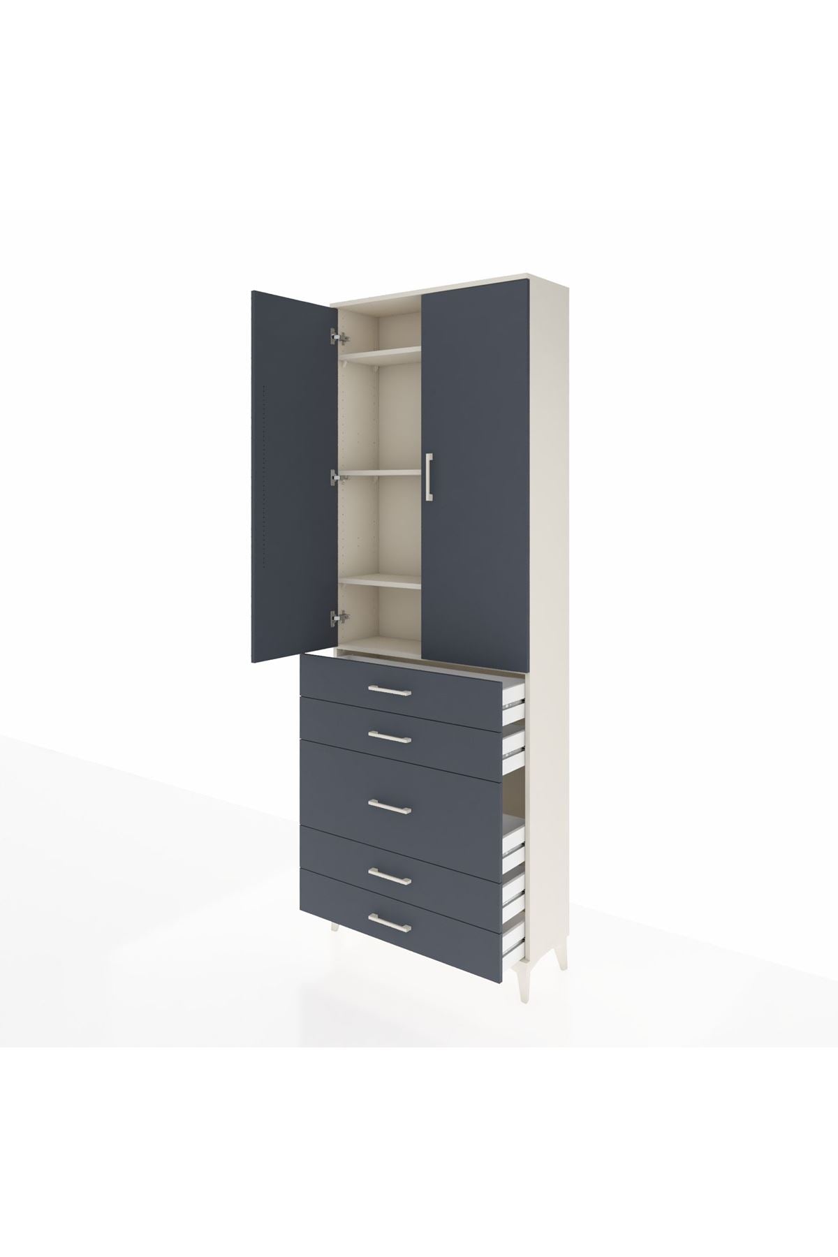 Arges Dolap 4 Raflı 5 Çekmeceli 2 Kapaklı 88x30x243 - S33M057V2A