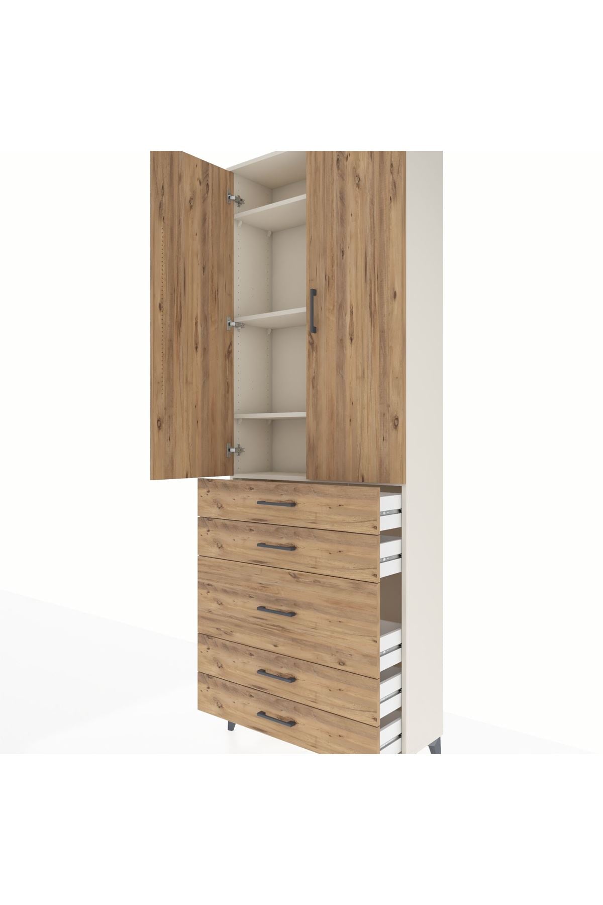 Arges Dolap 4 Raflı 5 Çekmeceli 2 Kapaklı 88x30x243 - S33M057V3A
