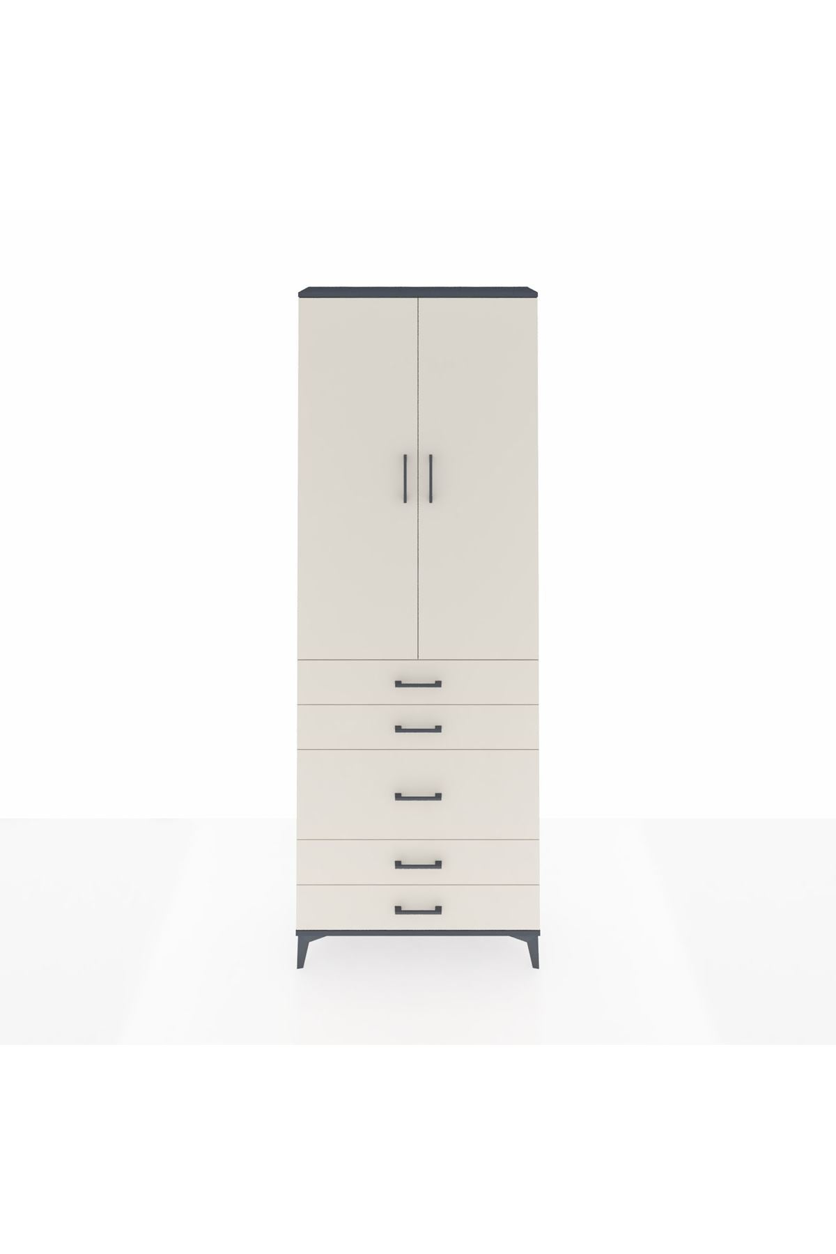 Arges Dolap 4 Raflı 5 Çekmeceli 2 Kapaklı 88x30x243 - S33M057V4A