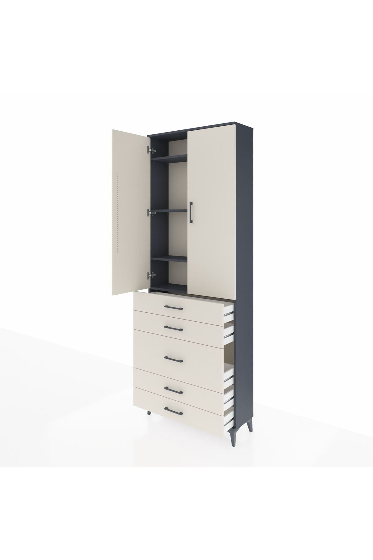 Arges Dolap 4 Raflı 5 Çekmeceli 2 Kapaklı 88x30x243 - S33M057V4A