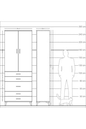 Arges Dolap 4 Raflı 5 Çekmeceli 2 Kapaklı 88x30x243 - S33M057V4A