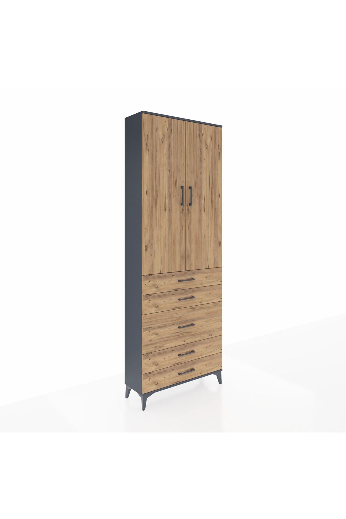 Arges Dolap 4 Raflı 5 Çekmeceli 2 Kapaklı 88x30x243 - S33M057V6A