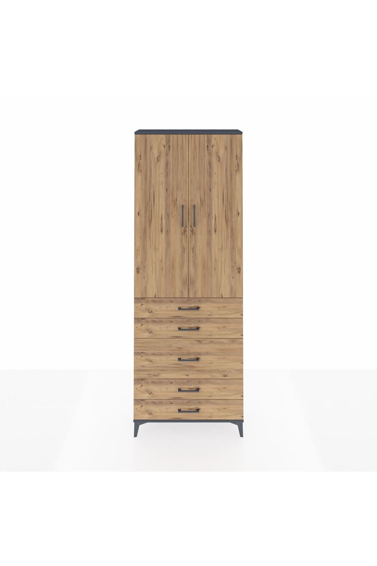 Arges Dolap 4 Raflı 5 Çekmeceli 2 Kapaklı 88x30x243 - S33M057V6A