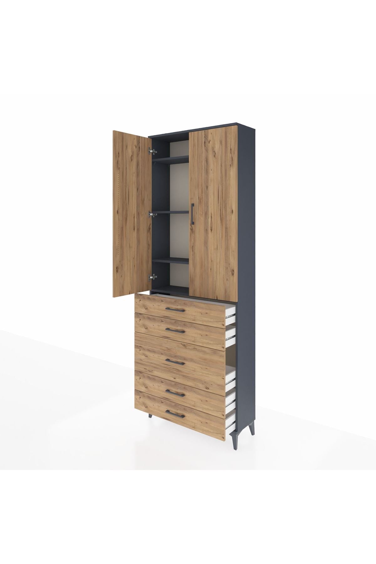 Arges Dolap 4 Raflı 5 Çekmeceli 2 Kapaklı 88x30x243 - S33M057V6A