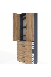 Arges Dolap 4 Raflı 5 Çekmeceli 2 Kapaklı 88x30x243 - S33M057V6A
