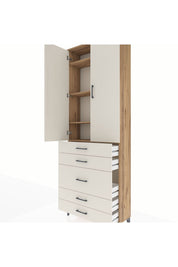 Arges Dolap 4 Raflı 5 Çekmeceli 2 Kapaklı 88x30x243 - S33M057V7A