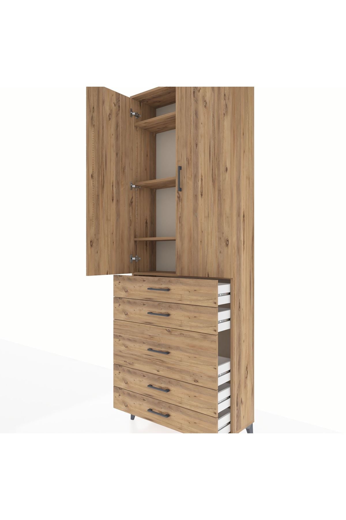 Arges Dolap 4 Raflı 5 Çekmeceli 2 Kapaklı 88x30x243 - S33M057V9A