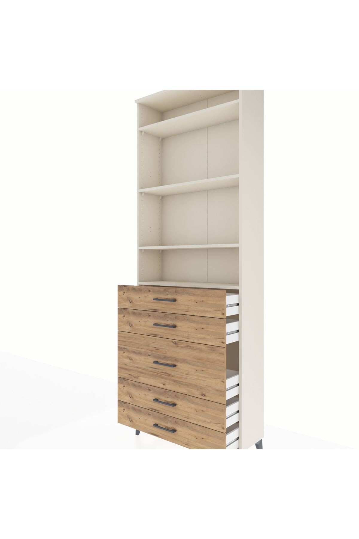 Arges Dolap 4 Raflı 5 Çekmeceli 88x30x243 - S33M058V3A