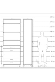 Arges Dolap 4 Raflı 5 Çekmeceli 88x30x243 - S33M058V5A