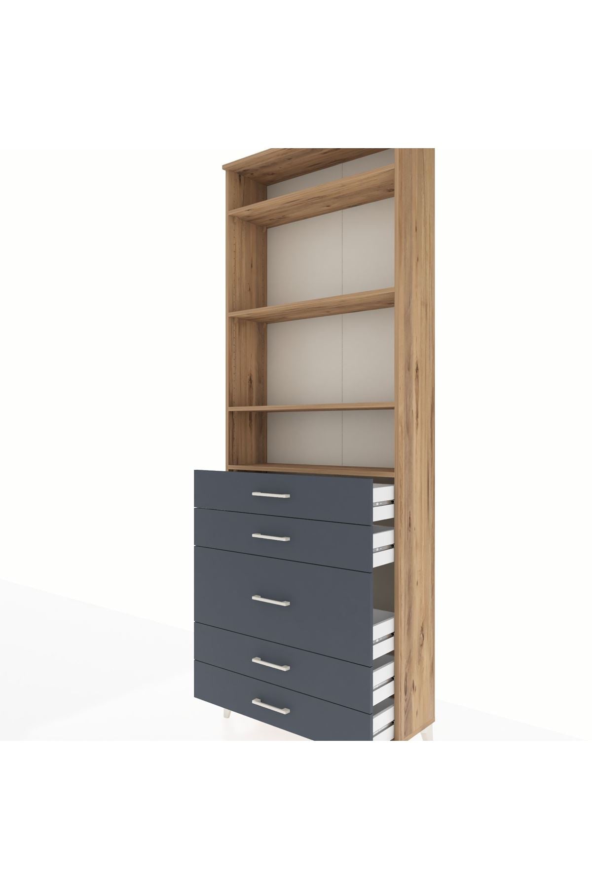 Arges Dolap 4 Raflı 5 Çekmeceli 88x30x243 - S33M058V8A