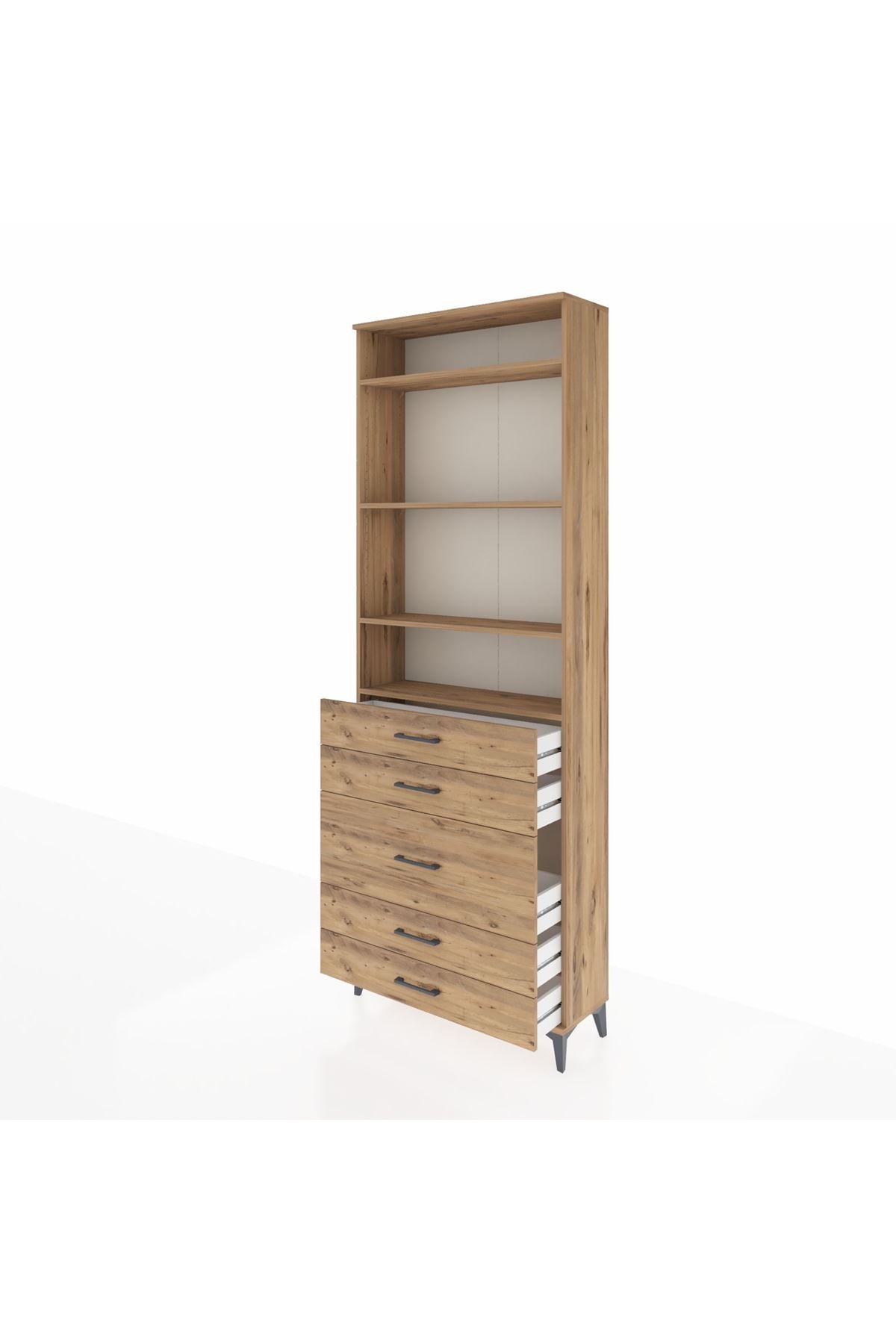 Arges Dolap 4 Raflı 5 Çekmeceli 88x30x243 - S33M058V9A