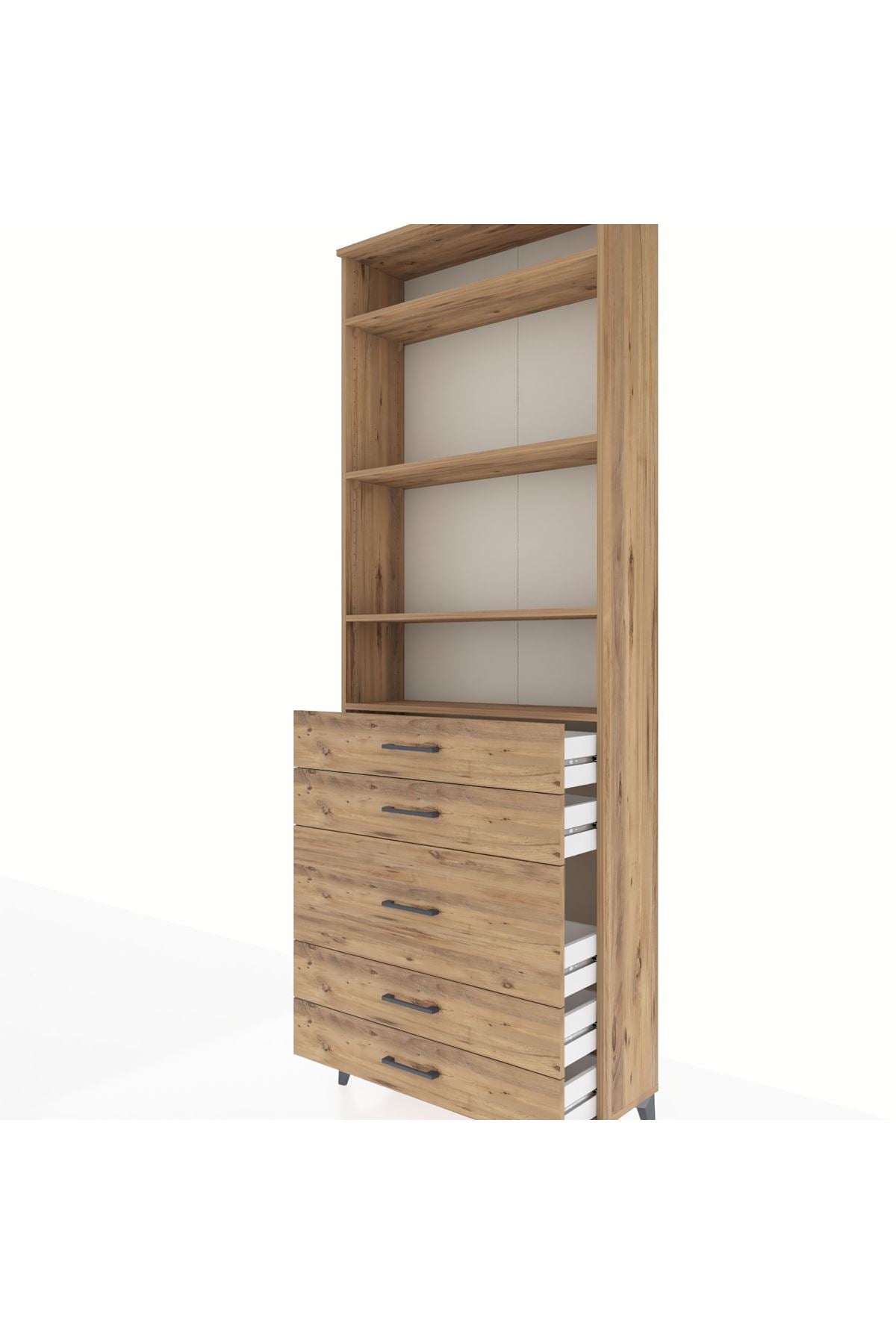 Arges Dolap 4 Raflı 5 Çekmeceli 88x30x243 - S33M058V9A