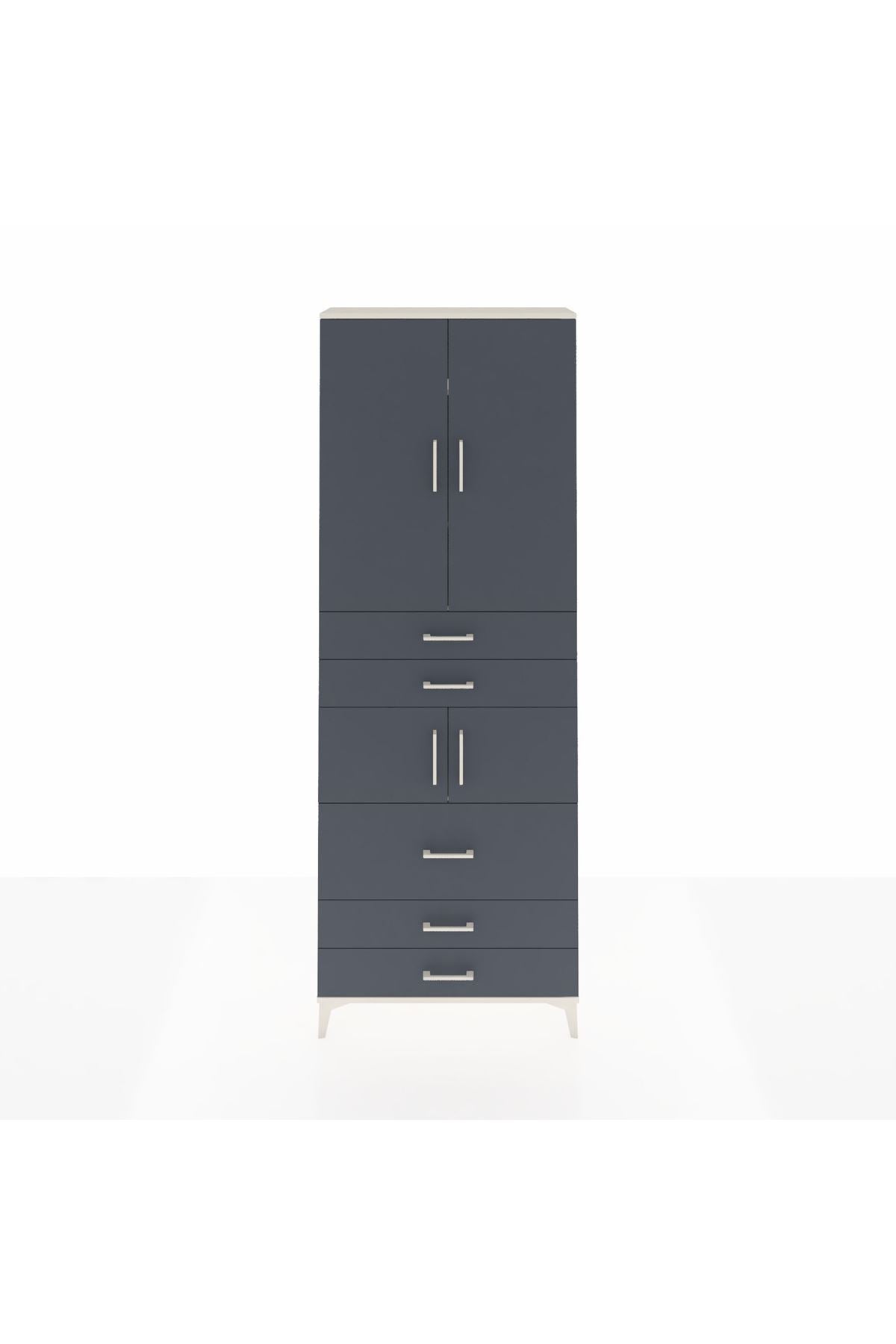 Arges Dolap 4 Raflı 5 Çekmeceli 4 Kapaklı 88x30x243 - S33M059V2A