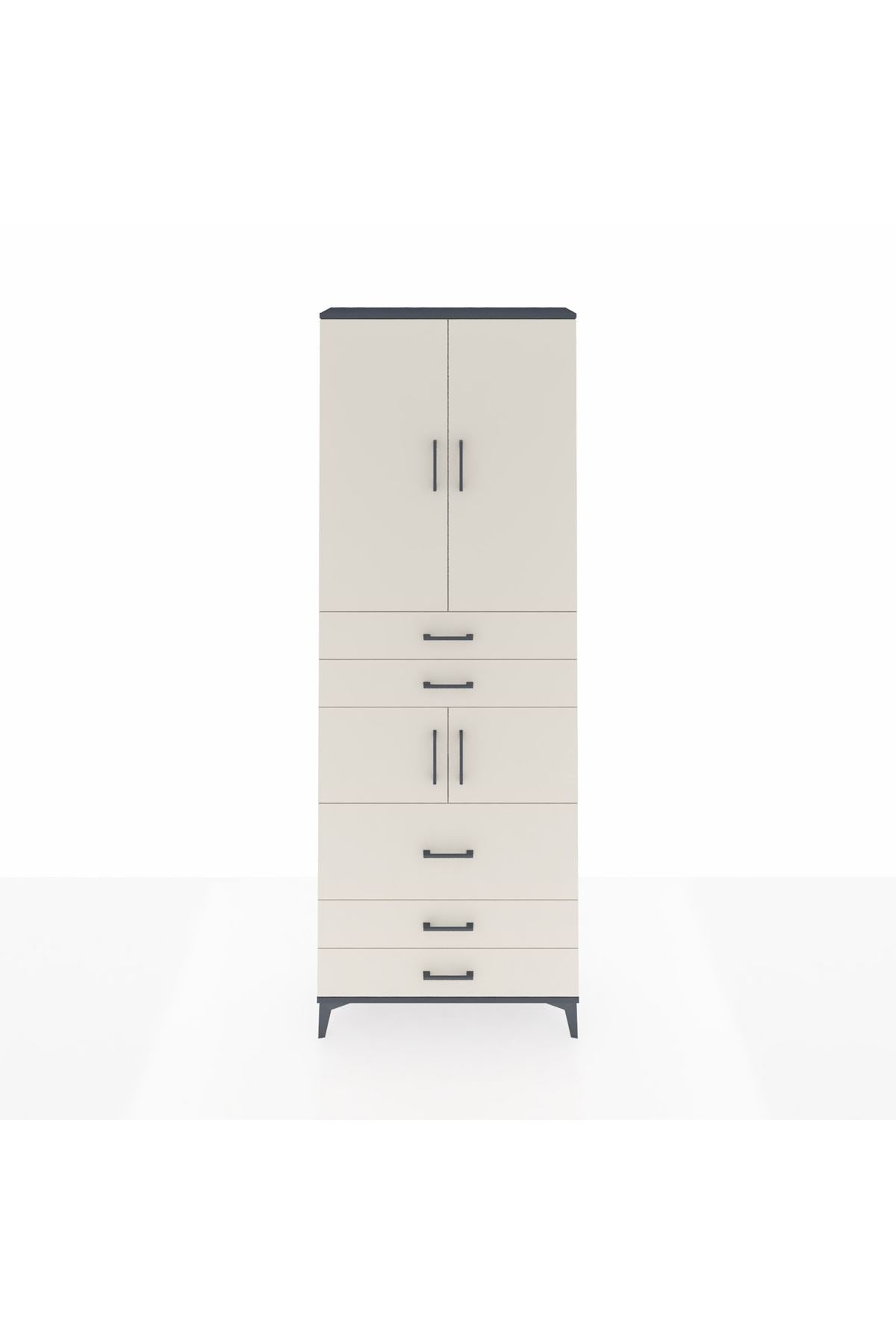 Arges Dolap 4 Raflı 5 Çekmeceli 4 Kapaklı 88x30x243 - S33M059V4A