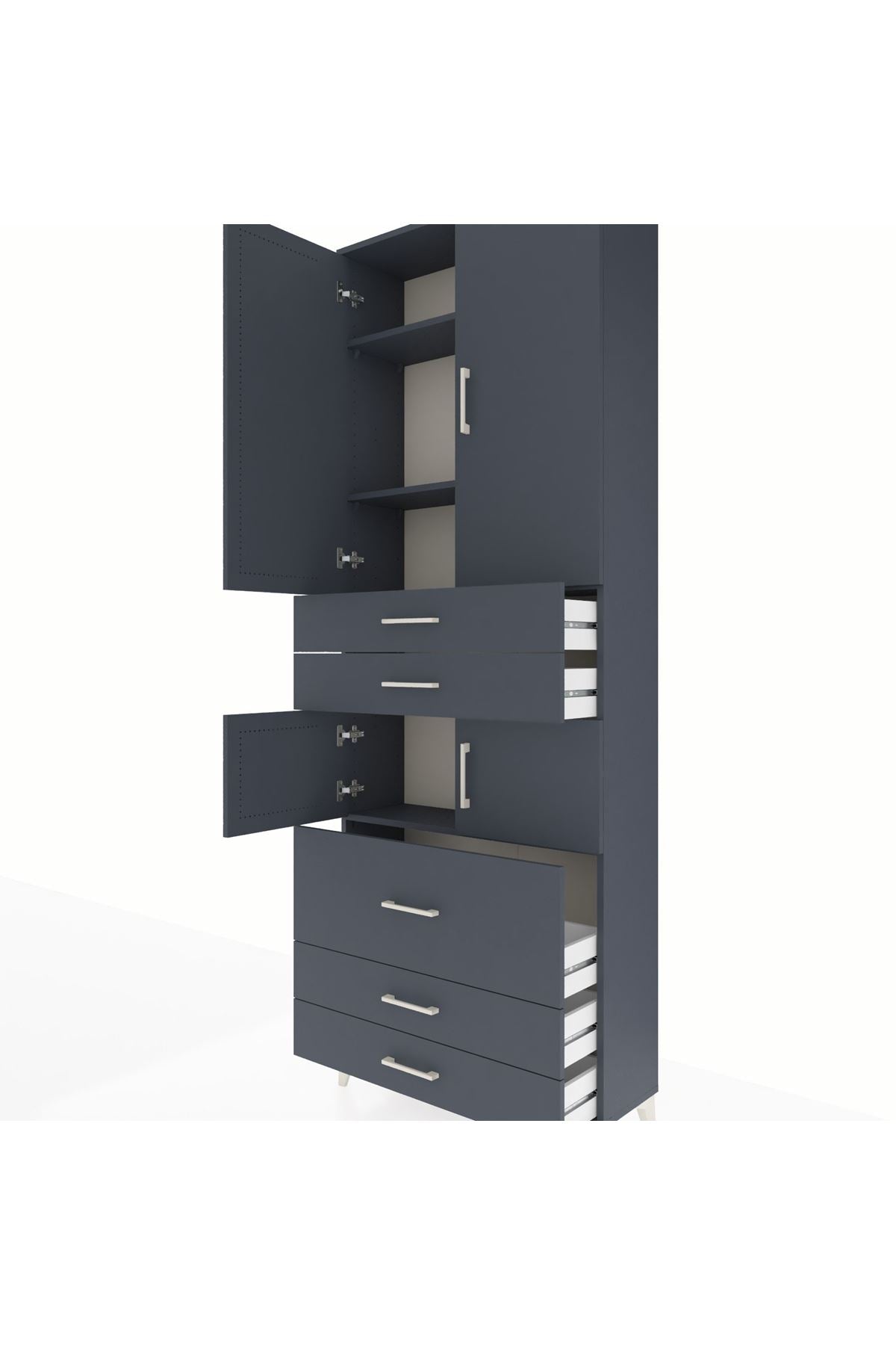 Arges Dolap 4 Raflı 5 Çekmeceli 4 Kapaklı 88x30x243 - S33M059V5A