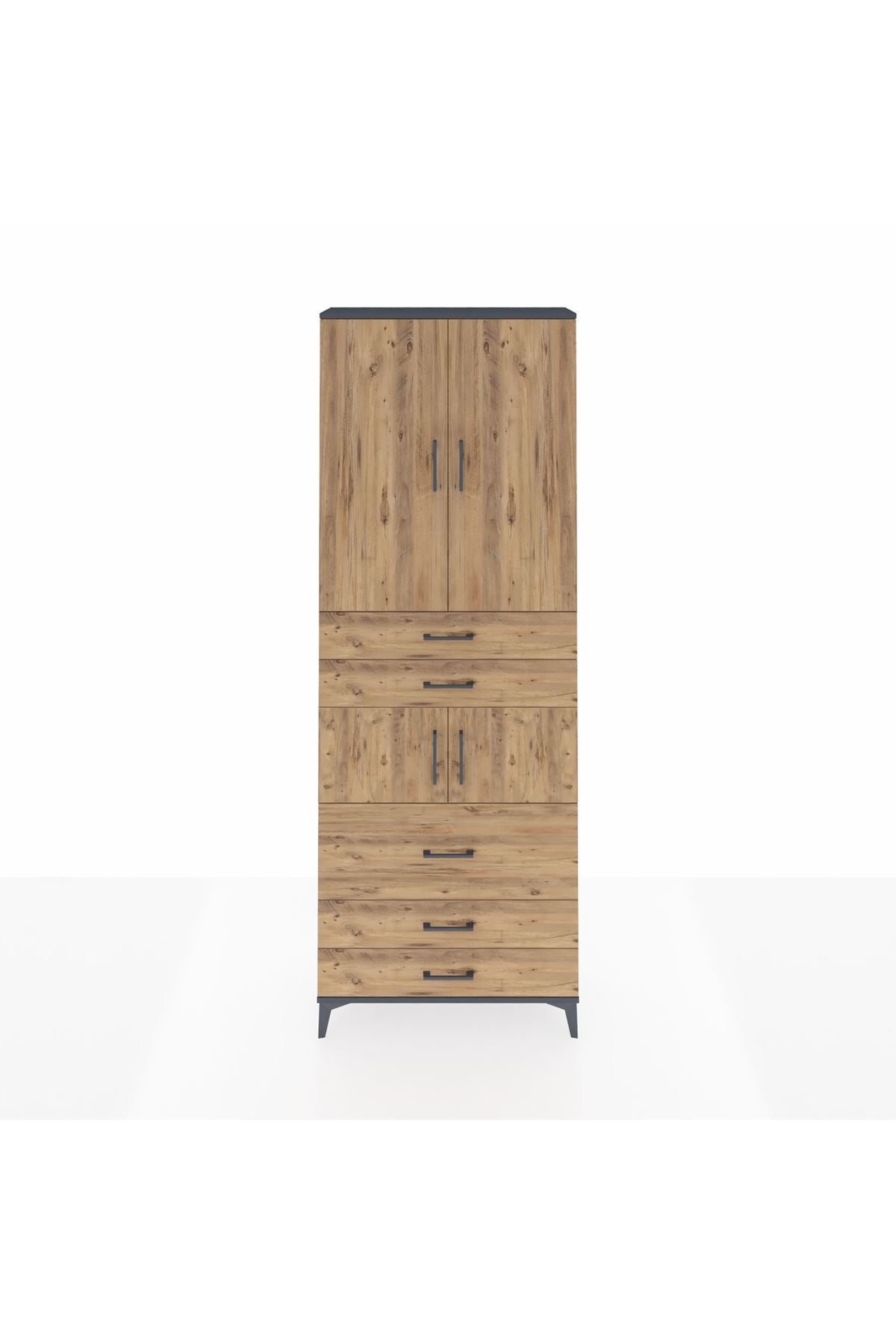 Arges Dolap 4 Raflı 5 Çekmeceli 4 Kapaklı 88x30x243 - S33M059V6A