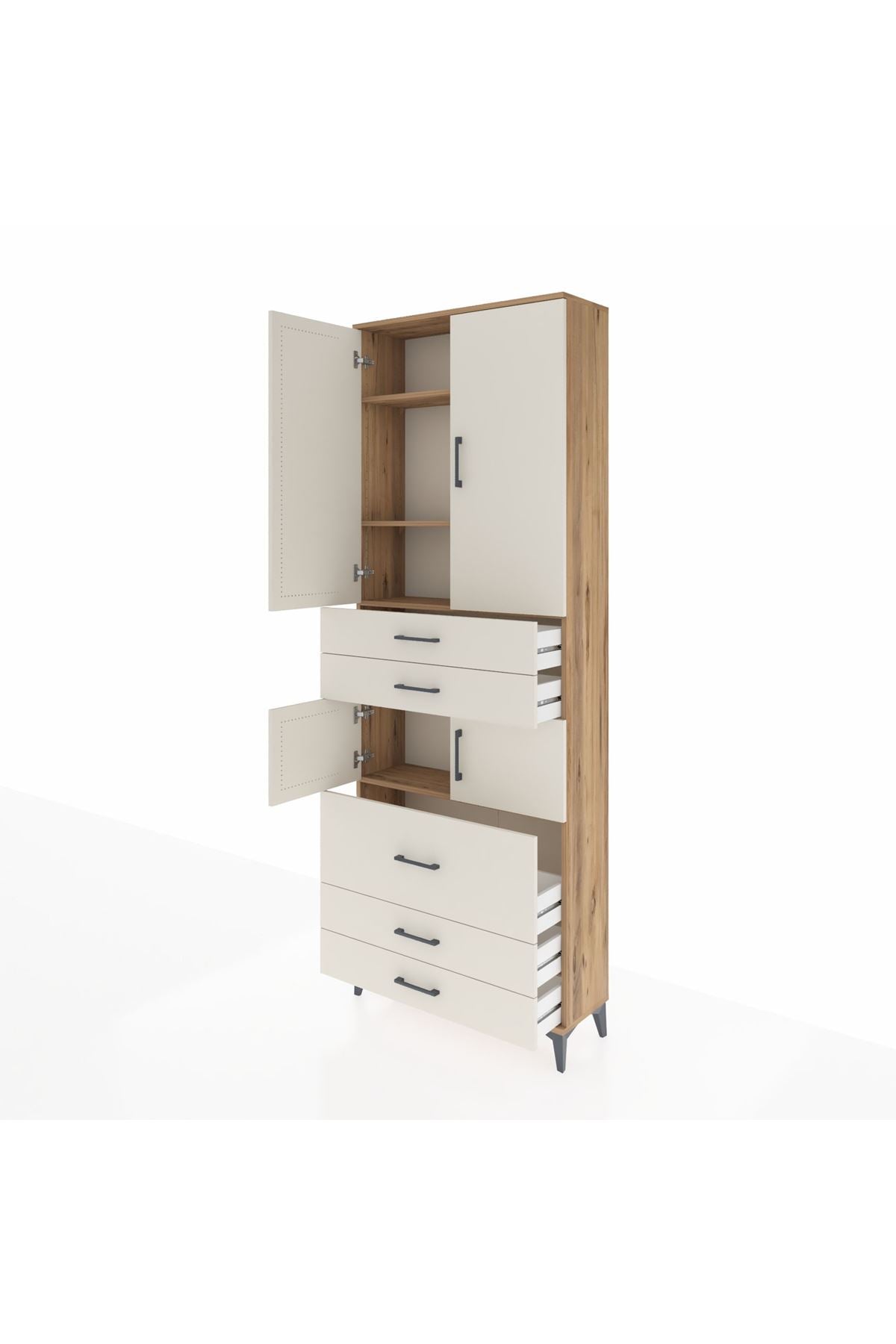 Arges Dolap 4 Raflı 5 Çekmeceli 4 Kapaklı 88x30x243 - S33M059V7A