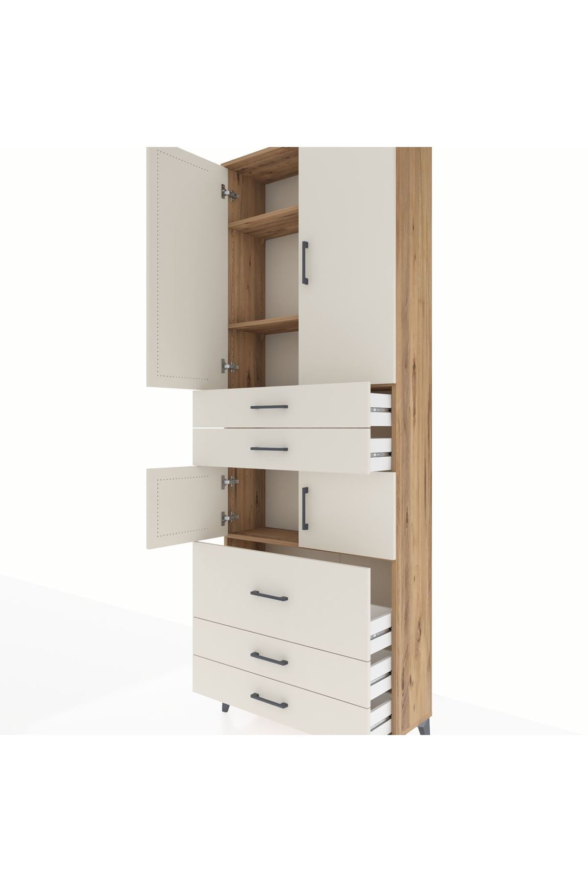 Arges Dolap 4 Raflı 5 Çekmeceli 4 Kapaklı 88x30x243 - S33M059V7A