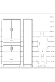 Arges Dolap 4 Raflı 5 Çekmeceli 4 Kapaklı 88x30x243 - S33M059V8A