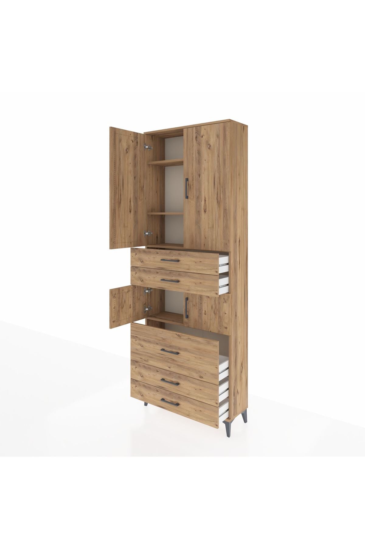 Arges Dolap 4 Raflı 5 Çekmeceli 4 Kapaklı 88x30x243 - S33M059V9A