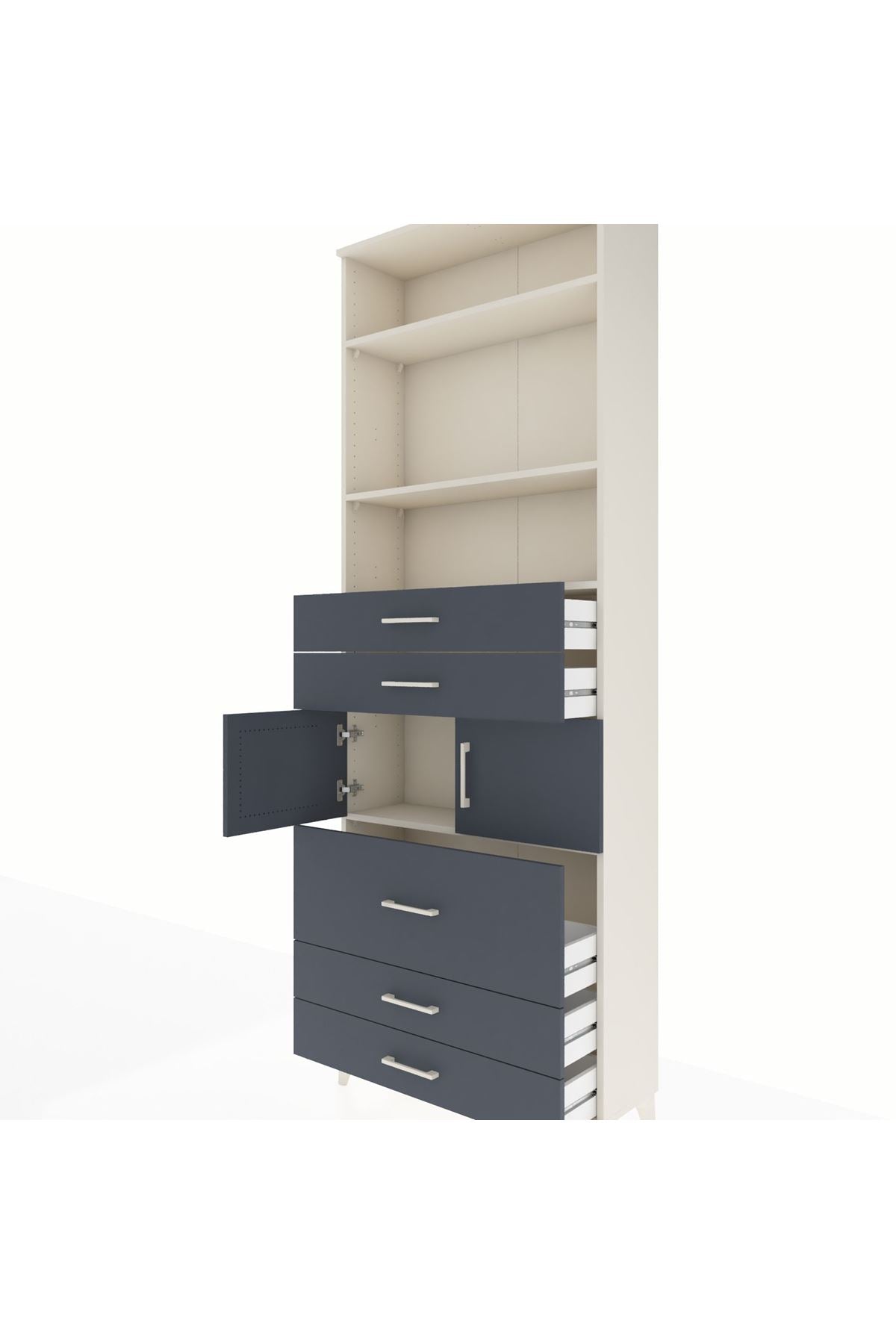 Arges Dolap 4 Raflı 5 Çekmeceli 2 Kapaklı 88x30x243 - S33M060V2A