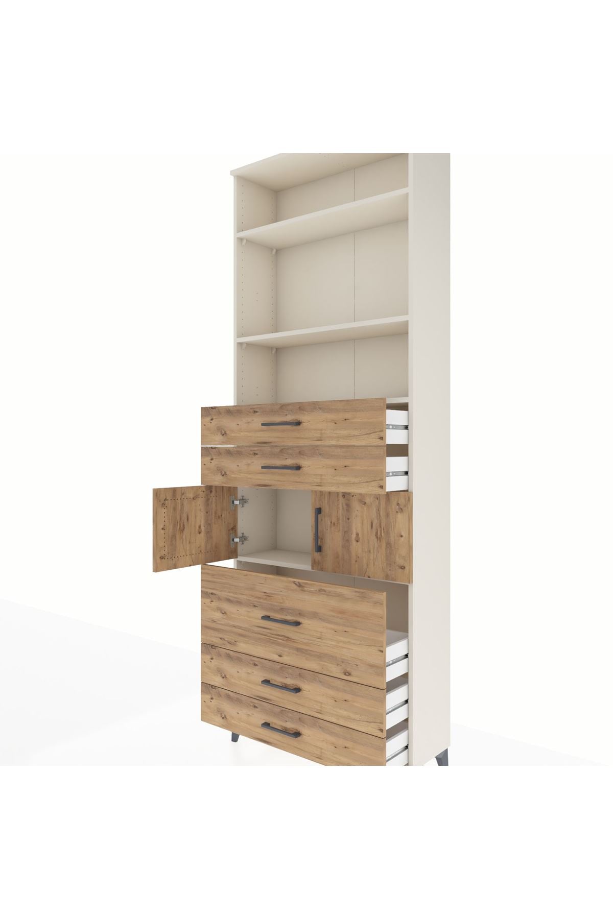Arges Dolap 4 Raflı 5 Çekmeceli 2 Kapaklı 88x30x243 - S33M060V3A