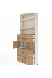 Arges Dolap 4 Raflı 5 Çekmeceli 2 Kapaklı 88x30x243 - S33M060V3A