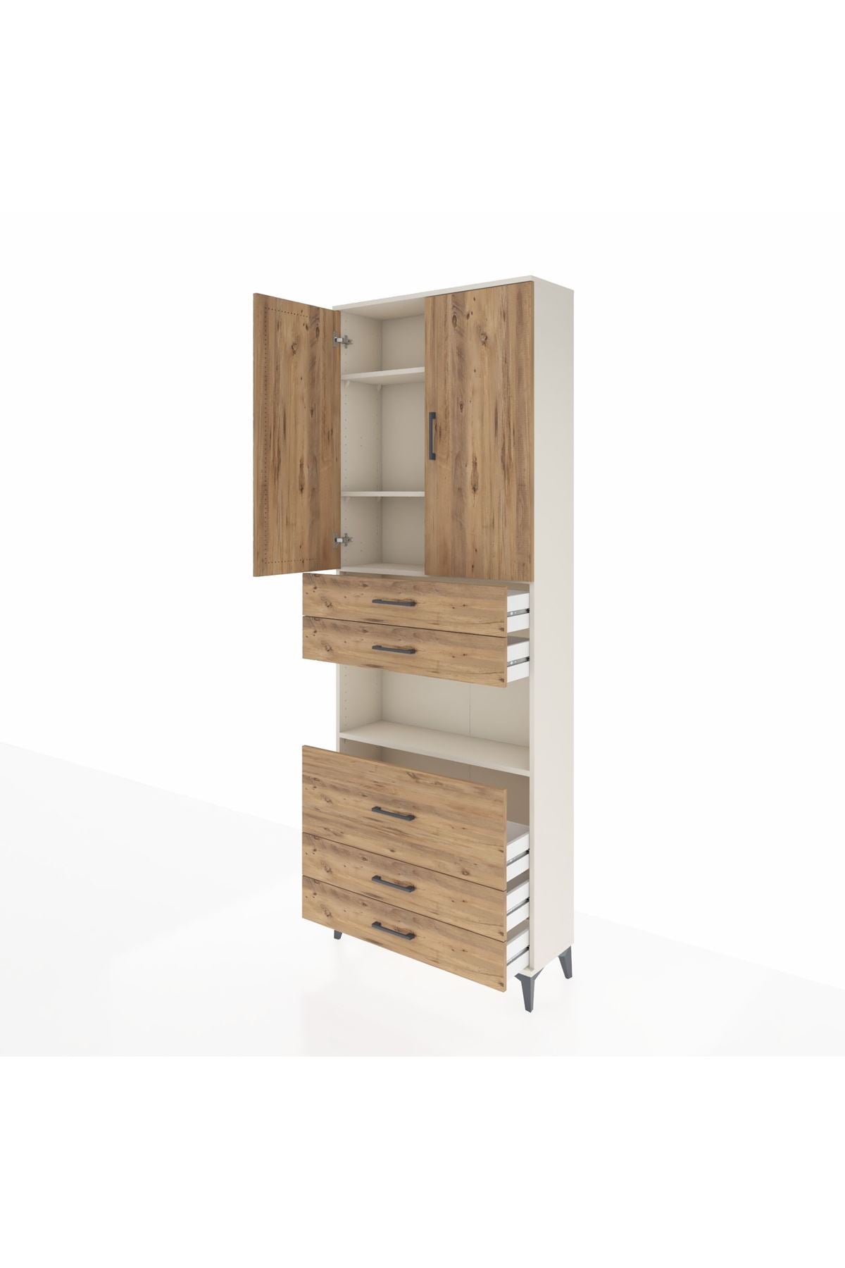 Arges Dolap 4 Raflı 5 Çekmeceli 2 Kapaklı 88x30x243 - S33M061V3A