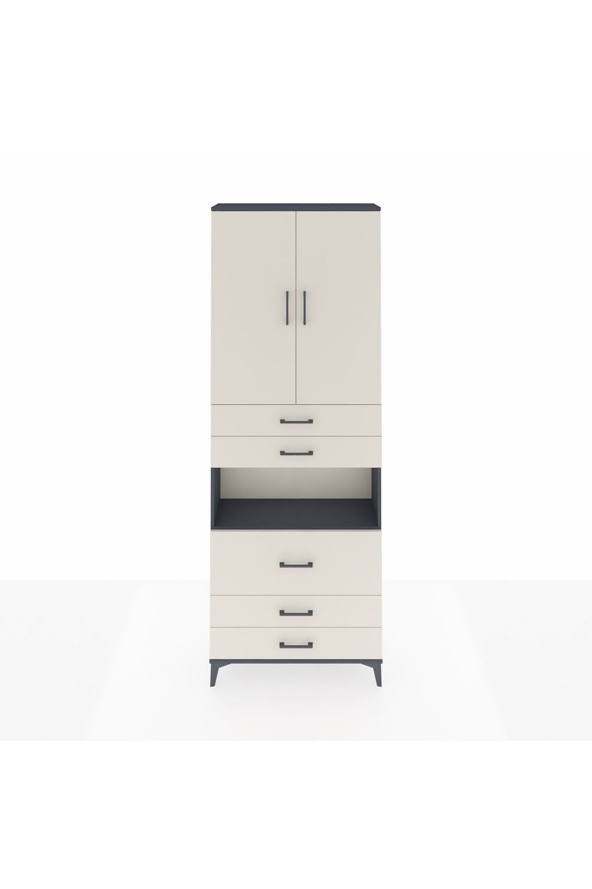 Arges Dolap 4 Raflı 5 Çekmeceli 2 Kapaklı 88x30x243 - S33M061V4A