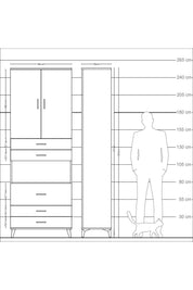 Arges Dolap 4 Raflı 5 Çekmeceli 2 Kapaklı 88x30x243 - S33M061V4A