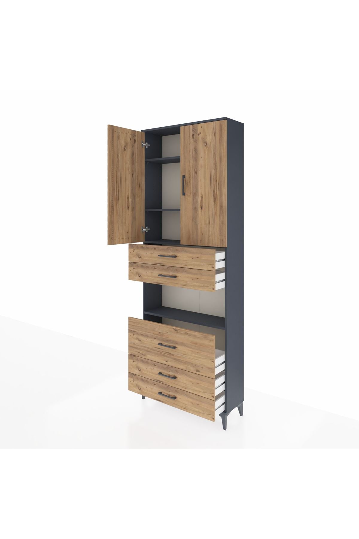 Arges Dolap 4 Raflı 5 Çekmeceli 2 Kapaklı 88x30x243 - S33M061V6A