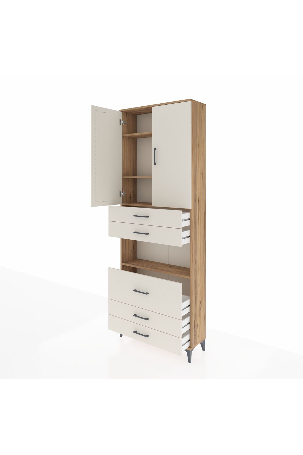 Arges Dolap 4 Raflı 5 Çekmeceli 2 Kapaklı 88x30x243 - S33M061V7A