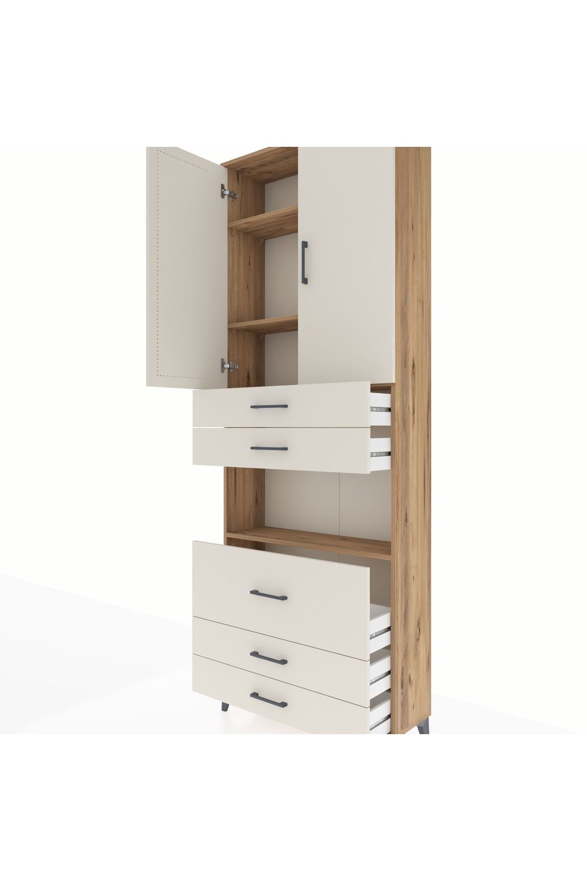 Arges Dolap 4 Raflı 5 Çekmeceli 2 Kapaklı 88x30x243 - S33M061V7A