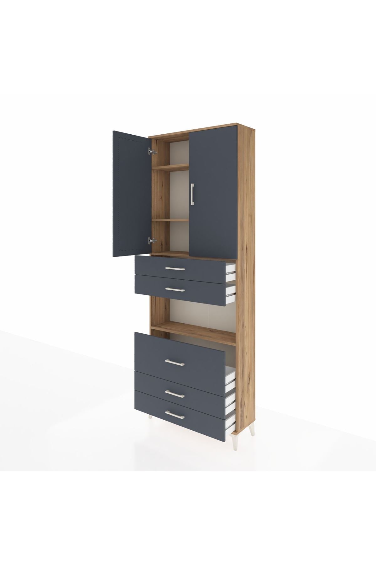 Arges Dolap 4 Raflı 5 Çekmeceli 2 Kapaklı 88x30x243 - S33M061V8A