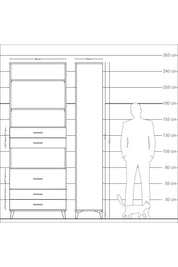 Arges Dolap 4 Raflı 5 Çekmeceli 88x30x243 - S33M062V7A