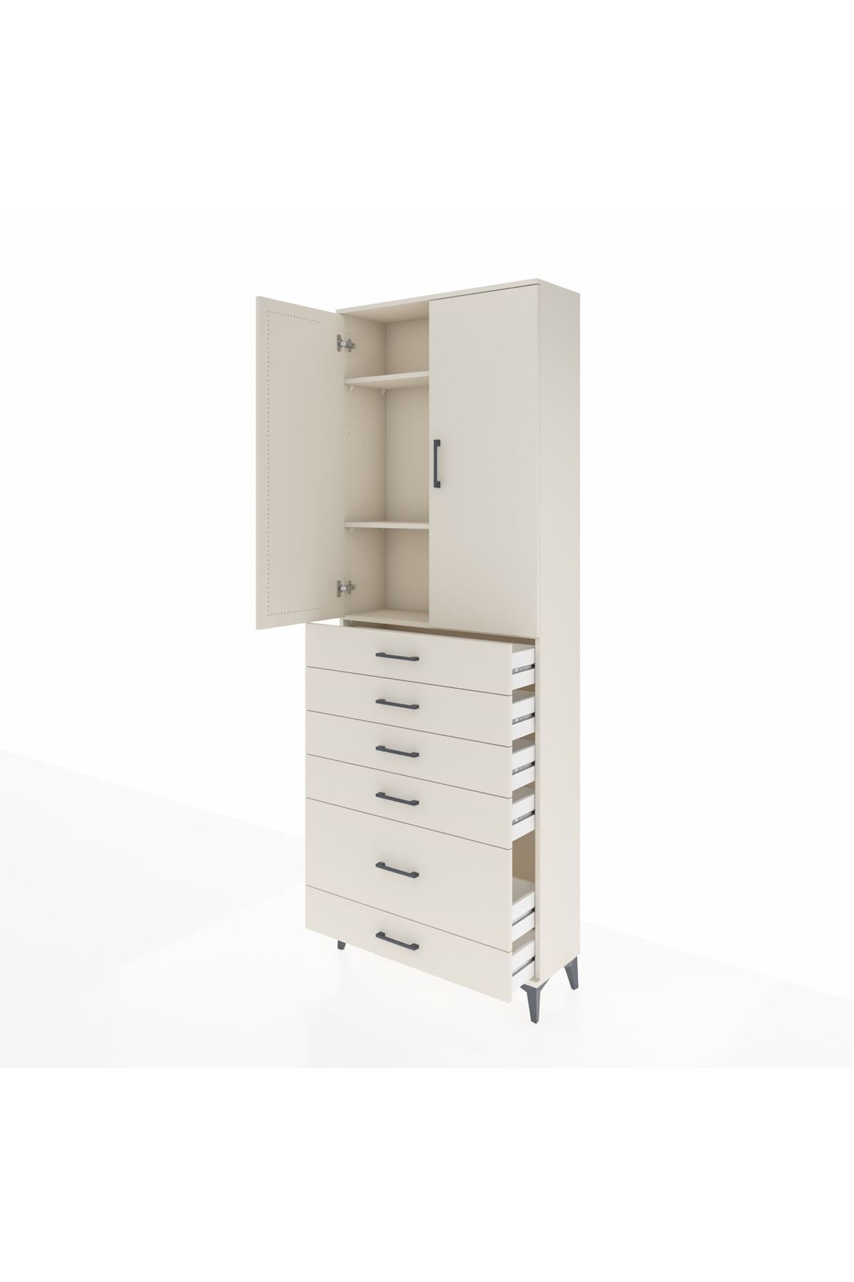 Arges Dolap 3 Raflı 6 Çekmeceli 2 Kapaklı 88x30x243 - S33M063V1A